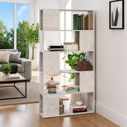 Compact Book Cabinet Room Divider with 5 Storage Areas