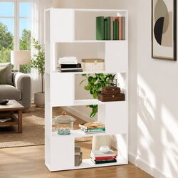 Concise and Functional White Book Cabinet Room Divider