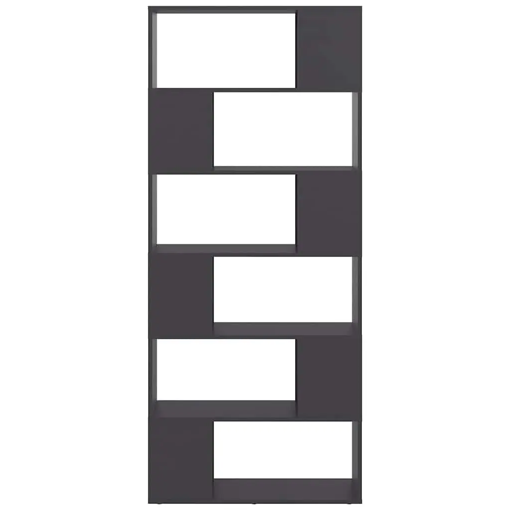 Room Divider Storage Shelf Grey 80cm Wide 24cm Deep 186cm High 6 Compartment Book Cabinet