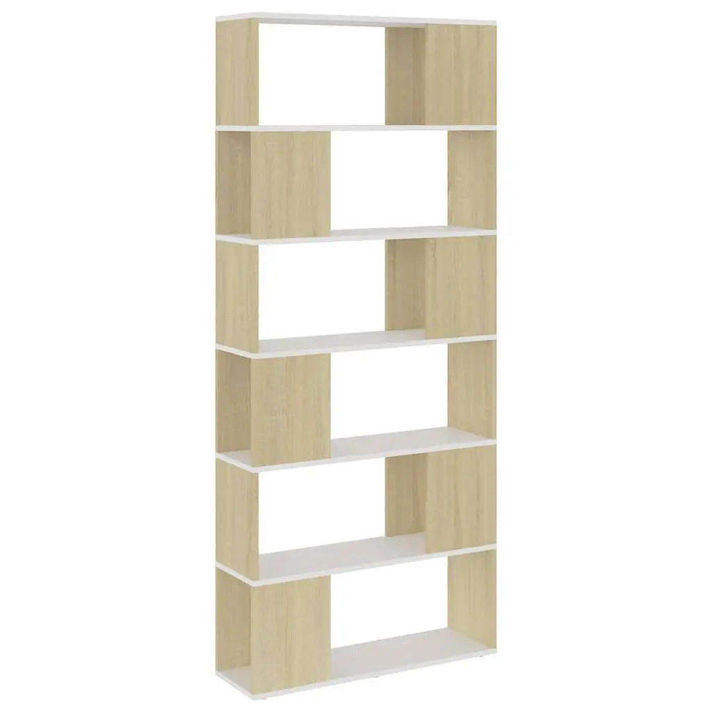 Book Cabinet Room Divider Beige 6 Compartment Storage Organiser