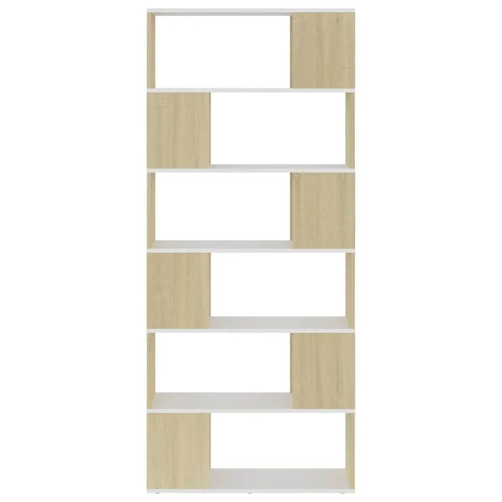 Book Cabinet Room Divider Beige 6 Compartment Storage Organiser