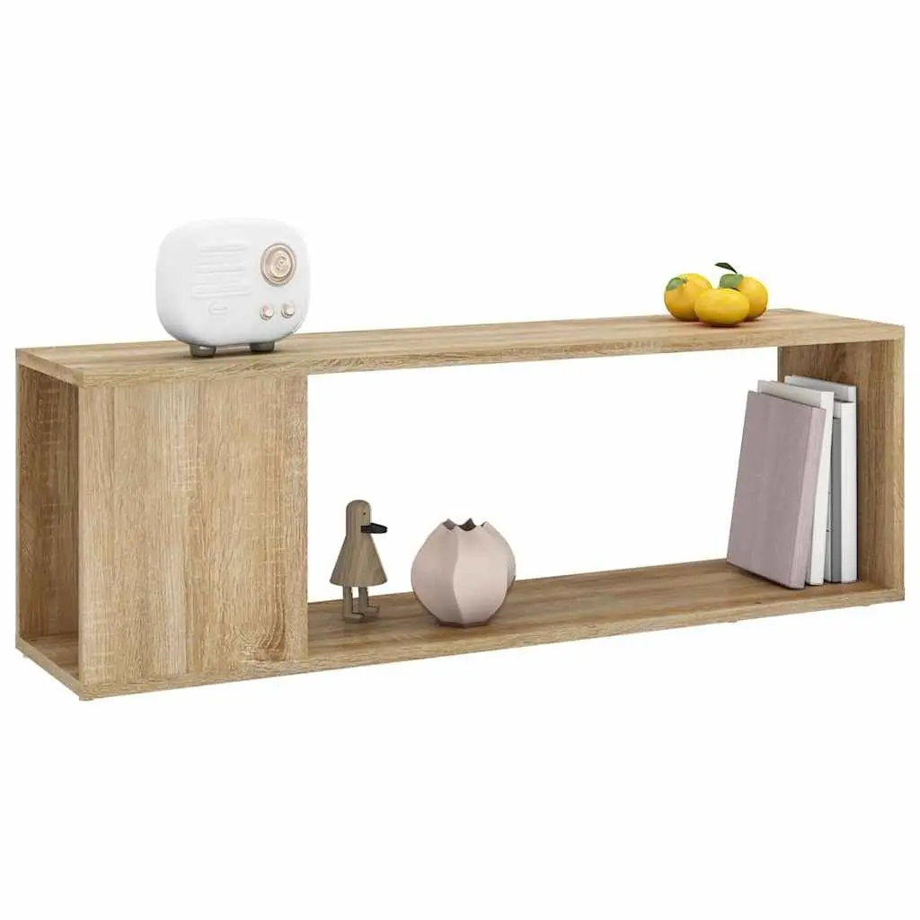 Brown TV Cabinet Engineered Wood Storage Unit with 2 Shelves for Organized Display 100x24x32cm
