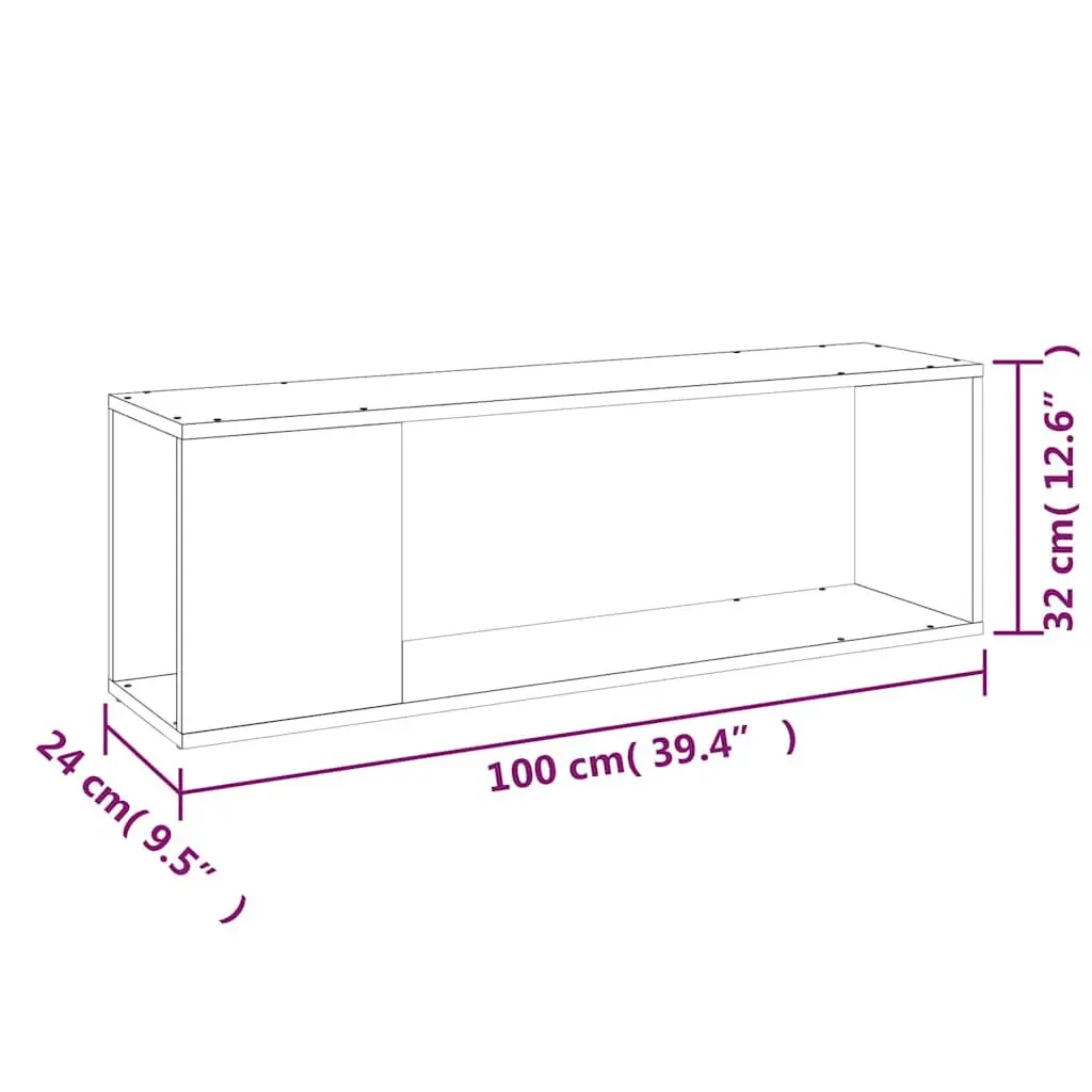 Brown TV Cabinet Engineered Wood Storage Unit with 2 Shelves for Organized Display 100x24x32cm