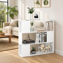 White Room Divider Bookshelf with Ample Storage