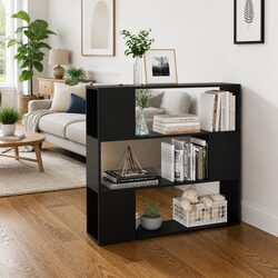 Compact Black Bookcase and Room Divider Unit