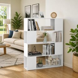 Compact White Book Cabinet with Dividing Features