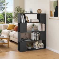Grey Book Cabinet with 4 Storage Compartments