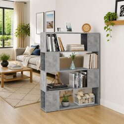 Compact Grey Book Cabinet Room Divider with Ample Storage
