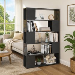 5-Compartment Grey Book Shelf and Divider