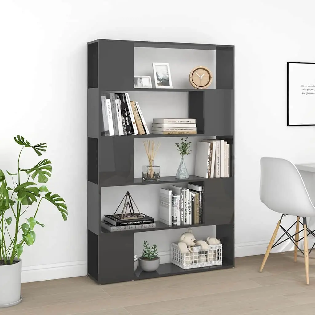 Book Cabinet Grey 5 Compartments Room Divider Storage Organiser
