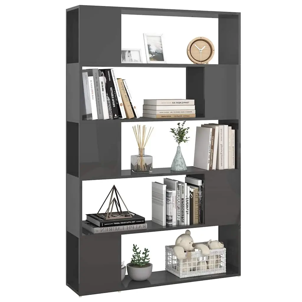 Book Cabinet Grey 5 Compartments Room Divider Storage Organiser