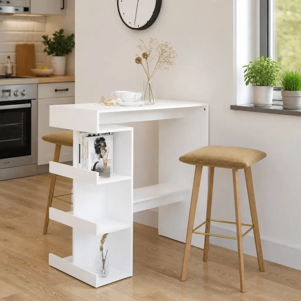 Bar Table White Space-Saving with Storage Racks