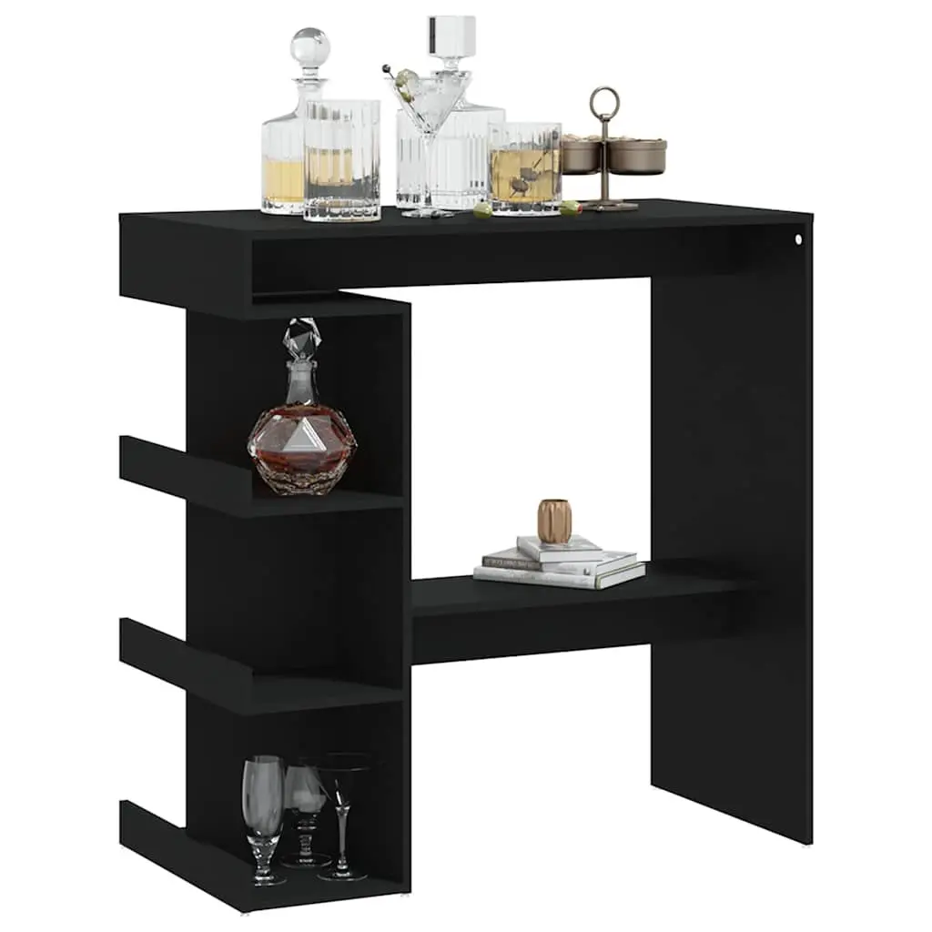 Bar Table Black Compact with Storage Racks High Top Counter