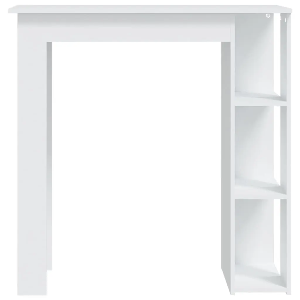Bar Table with Storage Shelves White Modern Kitchen Dining Bistro Furniture