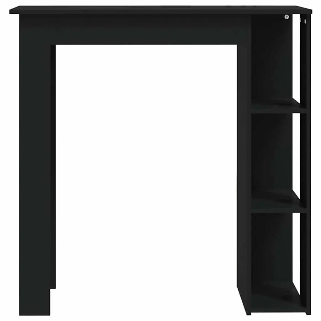 Bar Table Black Compact with 3 Storage Shelves