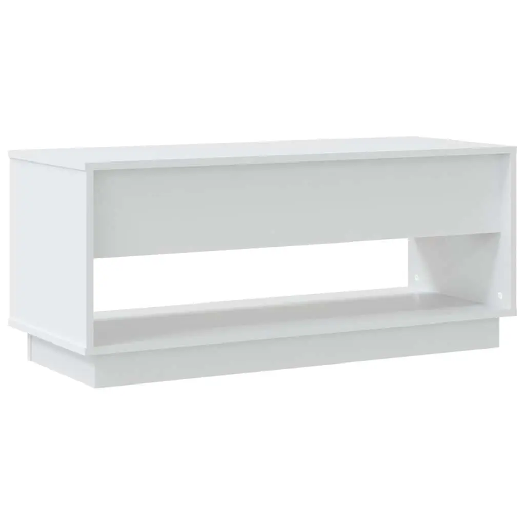 TV Cabinet White 102x41x44cm 2 Drawers Open Compartment Storage Unit