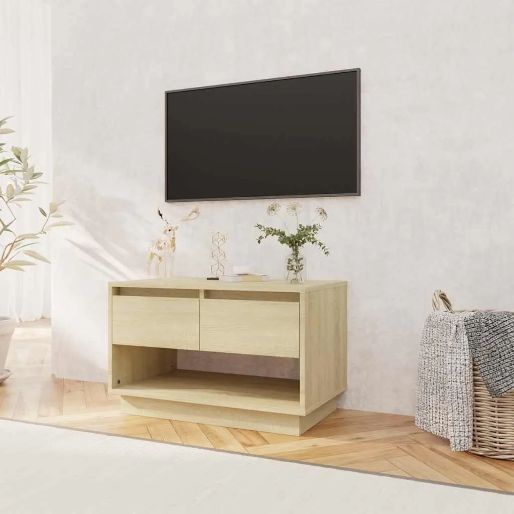 TV Cabinet Beige Engineered Wood Living Room Storage Lowboard with Drawers
