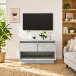 Concise TV Cabinet in Concrete Grey with Ample Storage