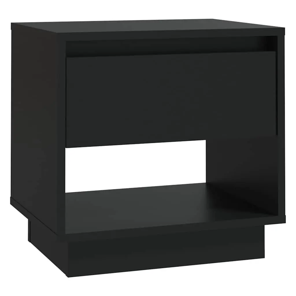 Bedside Cabinets Black 45x34x44 cm Storage Nightstand Drawer Open Compartment Set of 2