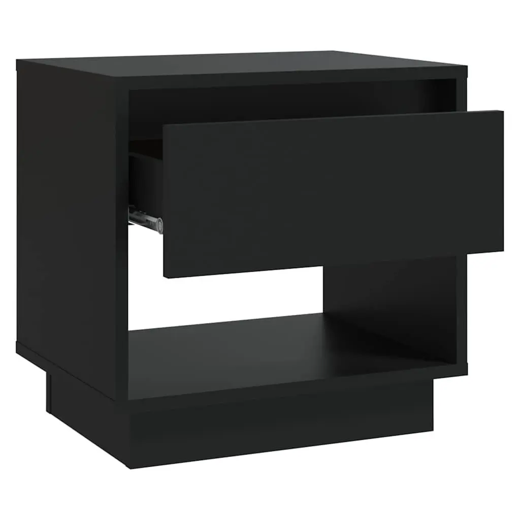 Bedside Cabinets Black 45x34x44 cm Storage Nightstand Drawer Open Compartment Set of 2