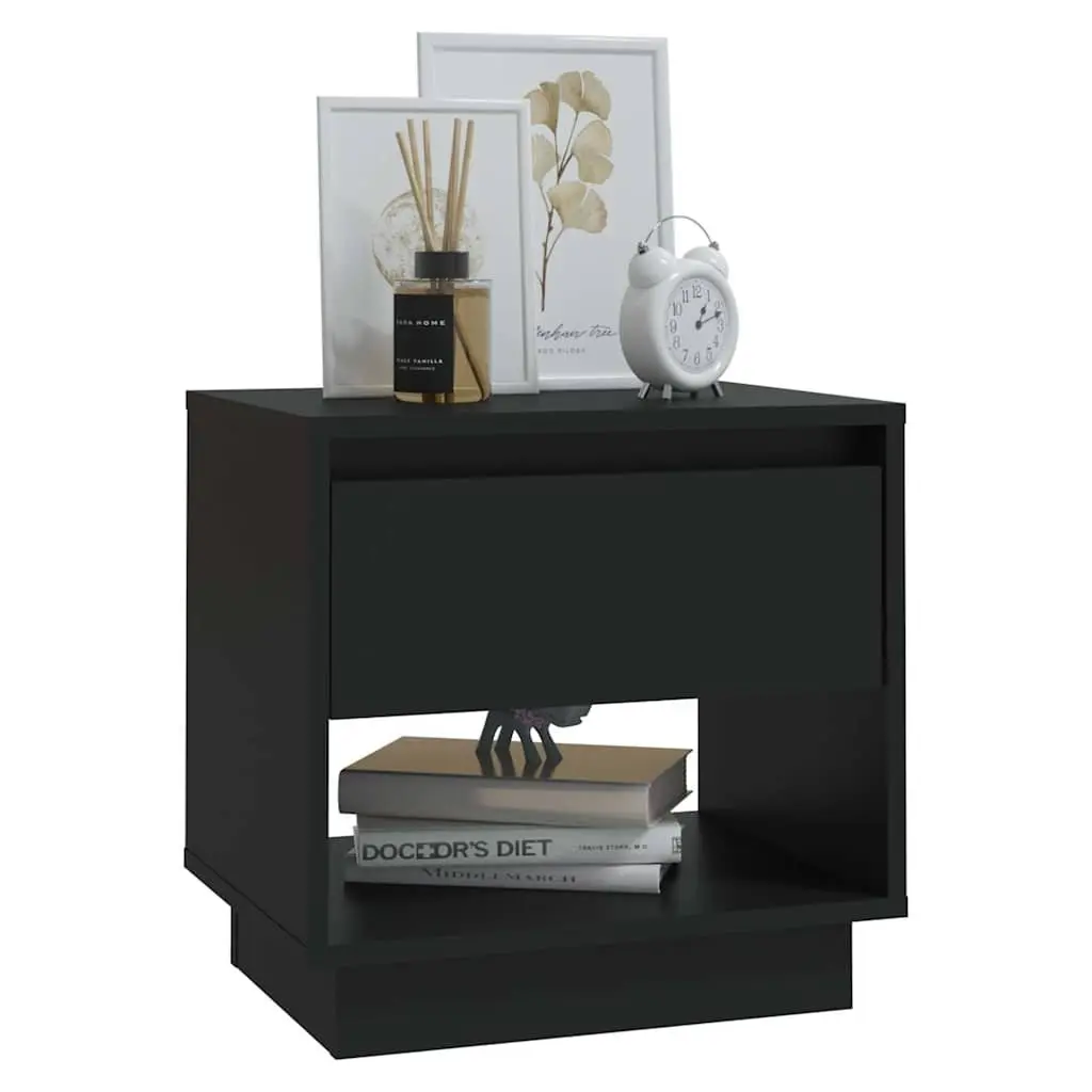 Bedside Cabinets Black 45x34x44 cm Storage Nightstand Drawer Open Compartment Set of 2