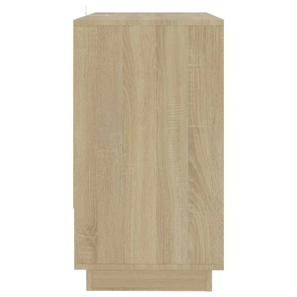 Sideboard Brown Engineered Wood Storage Cabinet with Doors and Compartments