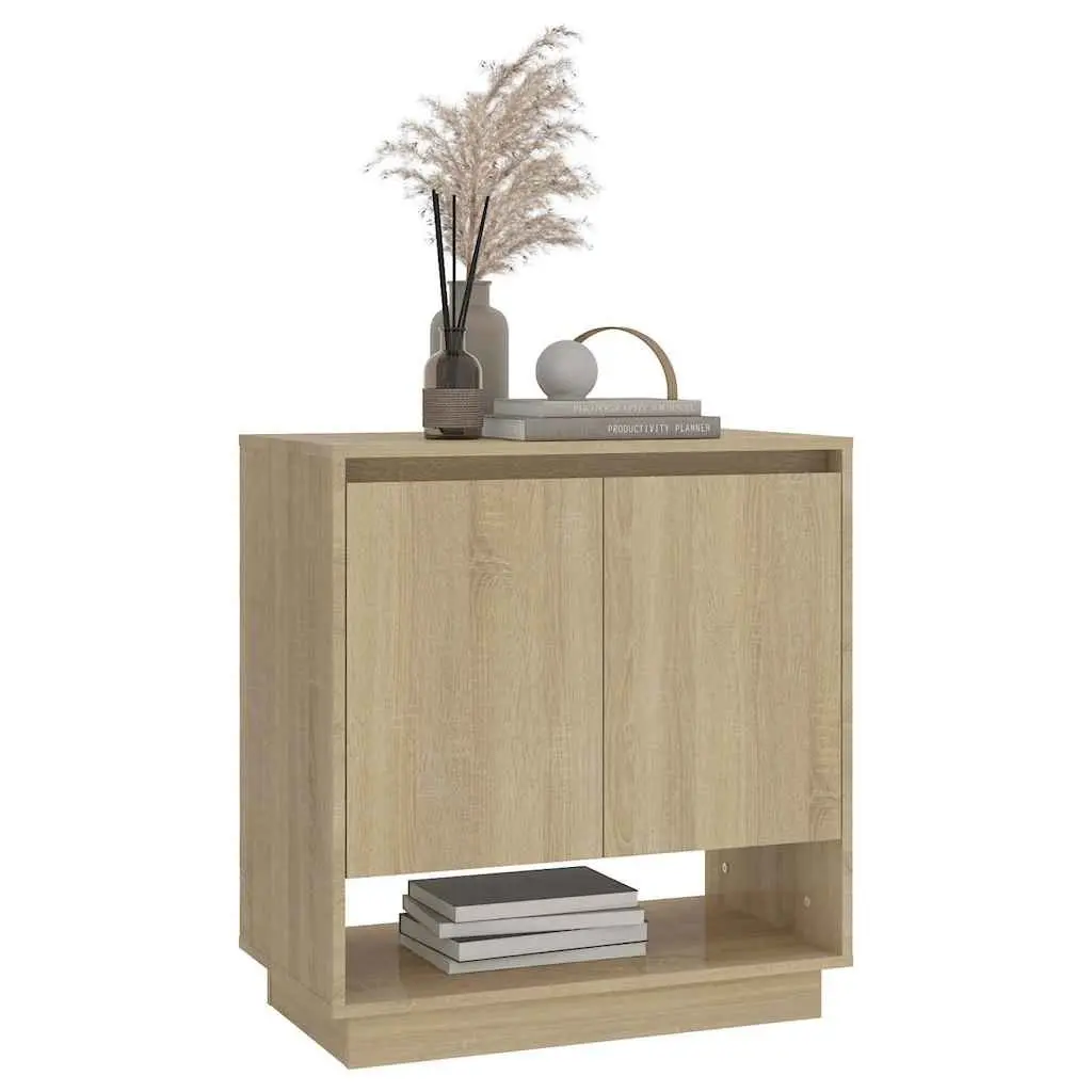 Sideboard Brown Engineered Wood Storage Cabinet with Doors and Compartments
