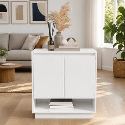 Compact and Functional High Gloss White Sideboard