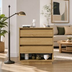 Compact Brown Engineered Wood Sideboard with Drawers