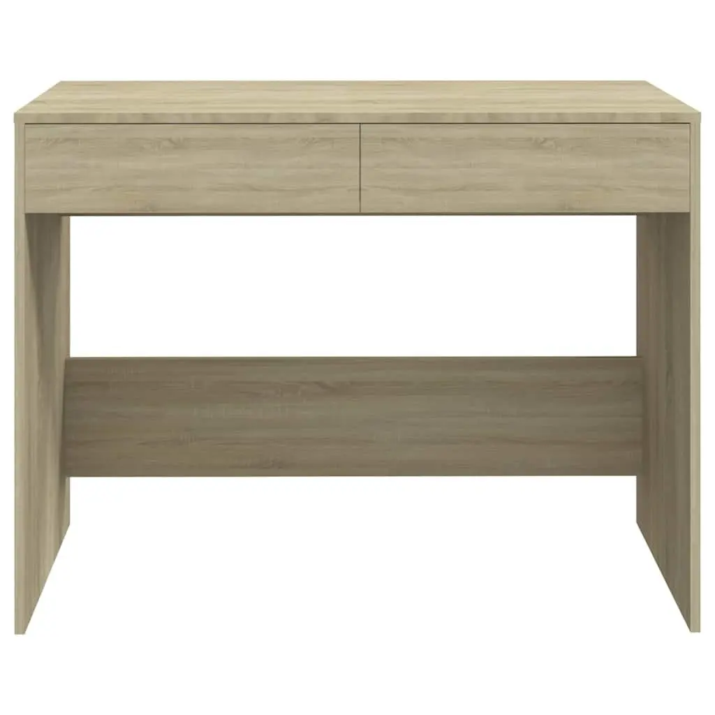 Office Desk Beige Engineered Wood Computer Workstation with 2 Storage Drawers