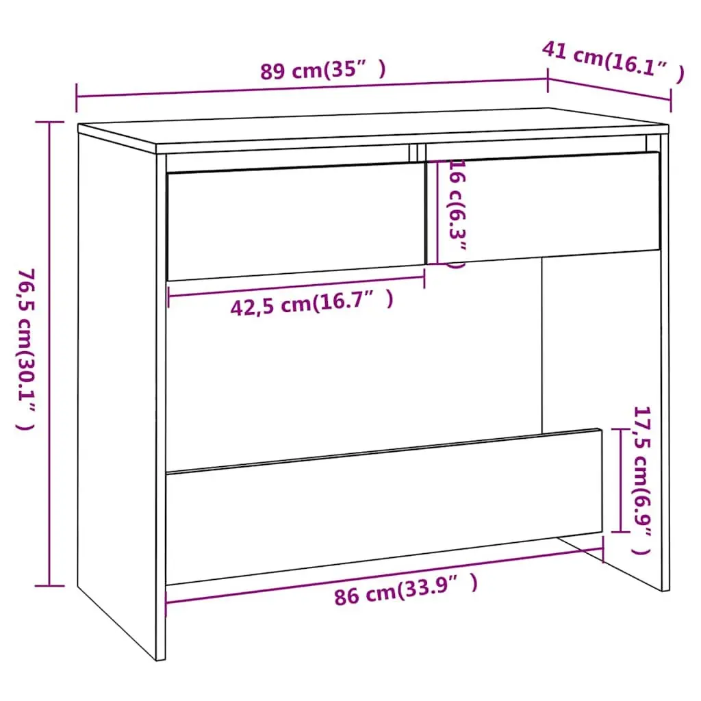 Console Table Black 89 x 41 x 76.5 cm Storage Drawers Sturdy Construction