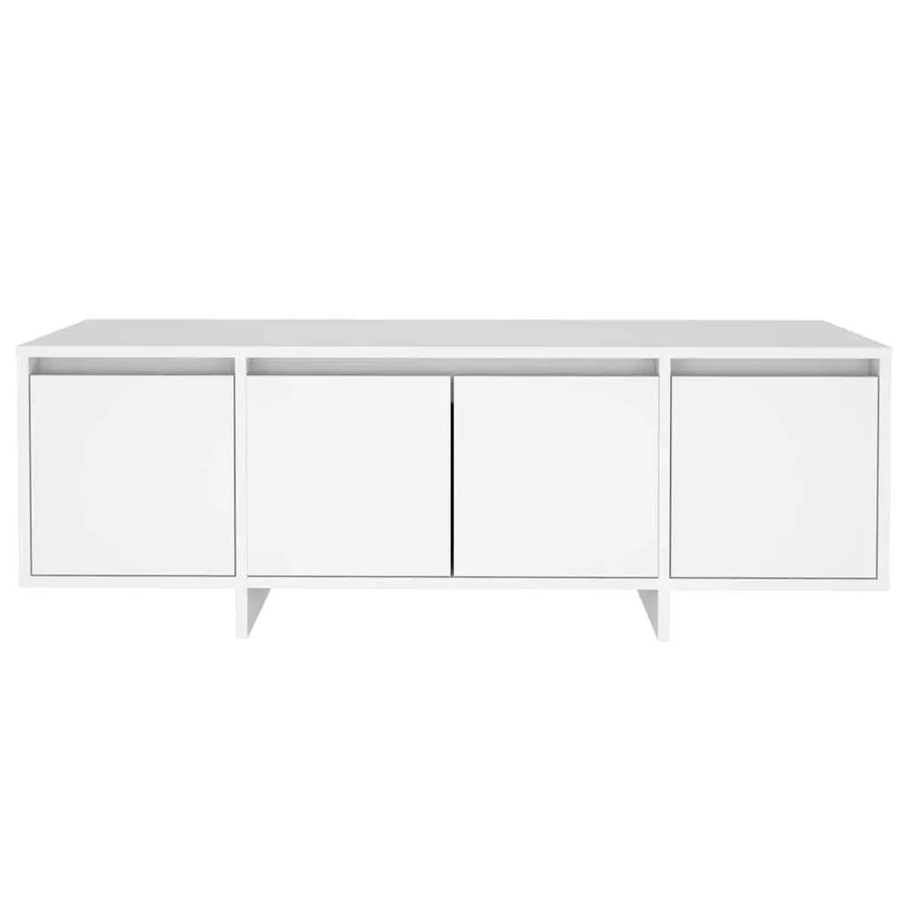 TV Cabinet White 120cm 4 Door Storage Unit Durable Lowboard Furniture