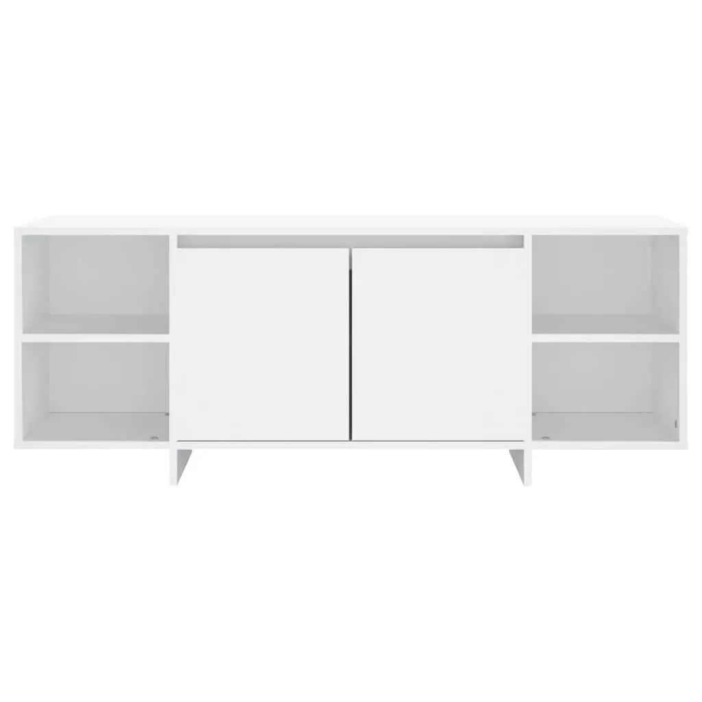 White TV Cabinet with Doors and Shelves