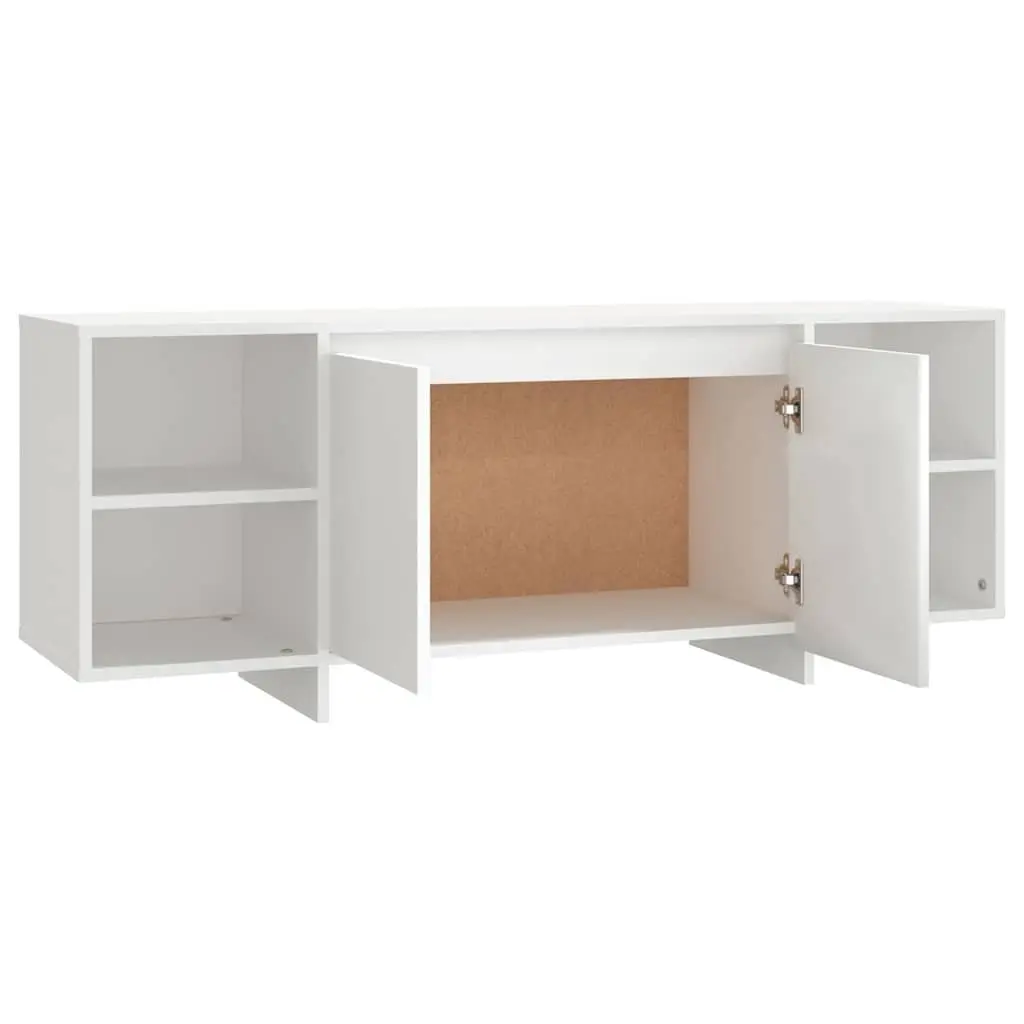 White TV Cabinet with Doors and Shelves