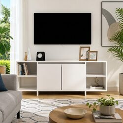 Compact White High Gloss TV Cabinet for All Your Storage Needs