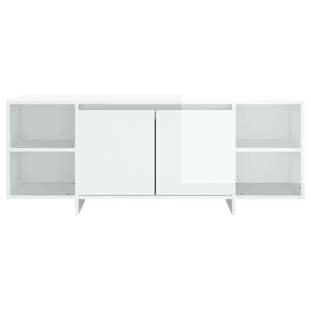 White High Gloss TV Stand 130cm with 2 Doors and 2 Shelves Entertainment Unit Storage Cabinet 35cm Depth and 50cm Height