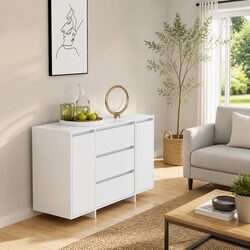 Compact and Stylish White Sideboard with Storage Options