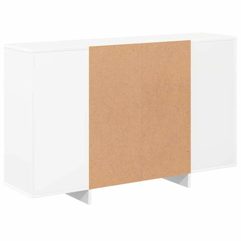 Sideboard White Engineered Wood 4 Shelves Modern Storage Cabinet