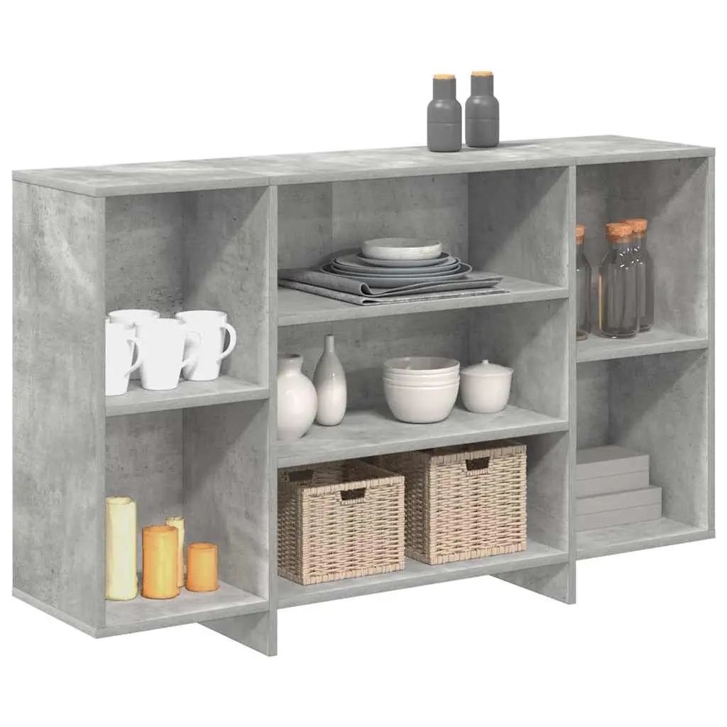 Sideboard Grey 120cm Modern Storage Cabinet with 4 Internal Shelves and Sturdy Tabletop
