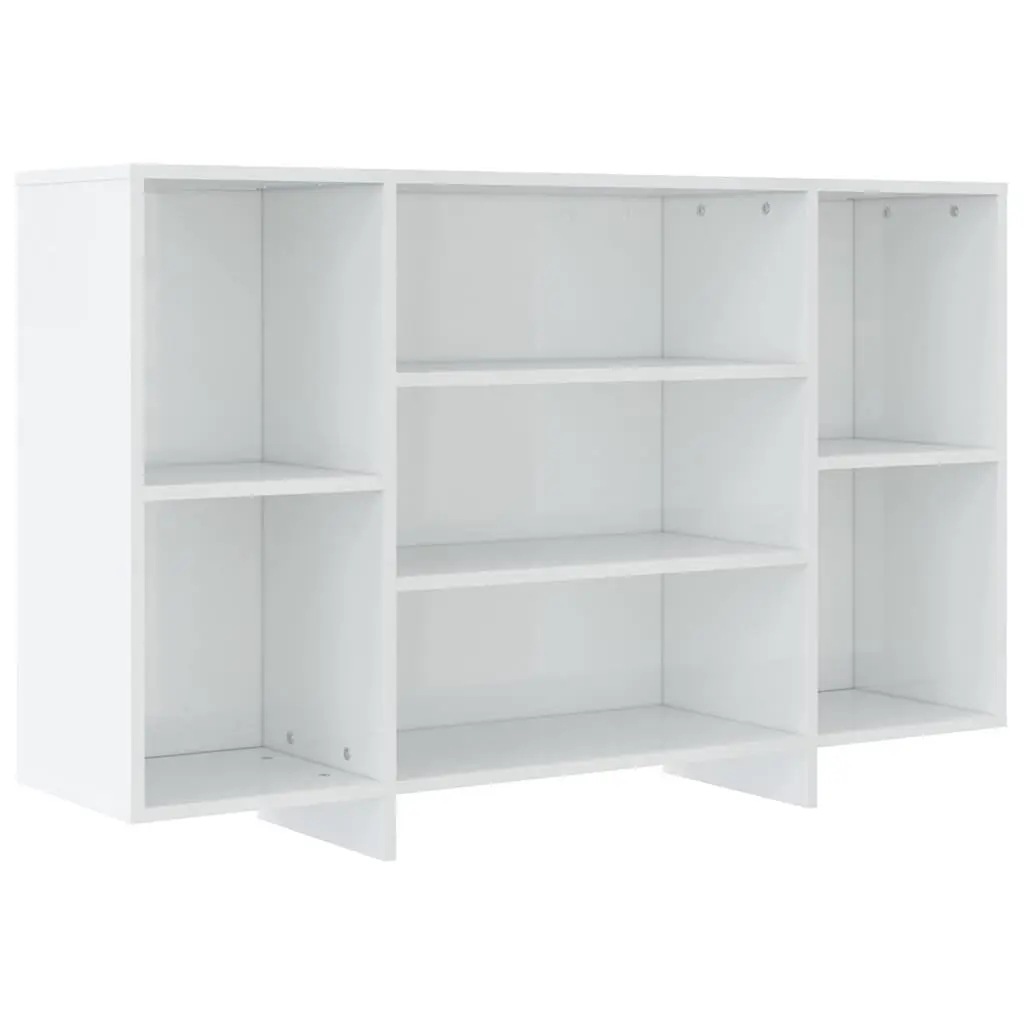 Sideboard White High Gloss 120 x 30 x 75 cm 4 Shelf Modern Storage Cabinet
