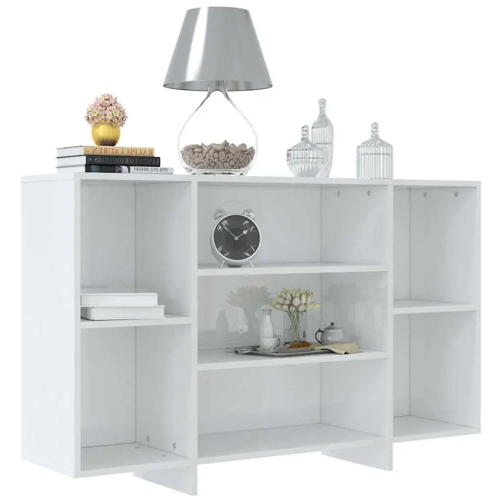 Sideboard White High Gloss 120 x 30 x 75 cm 4 Shelf Modern Storage Cabinet