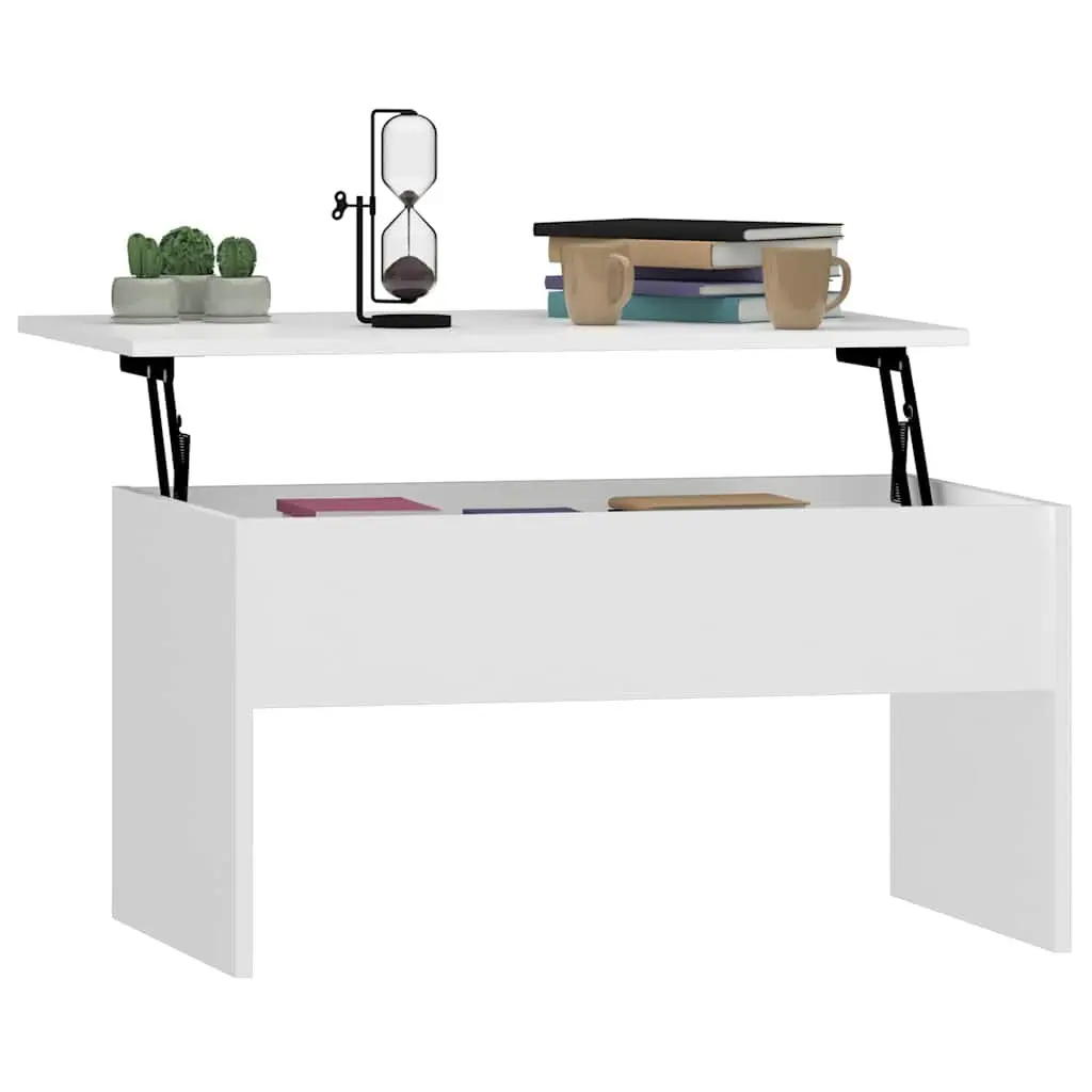 Coffee Table White Lift Top Hidden Storage Engineered Wood Living Room Furniture