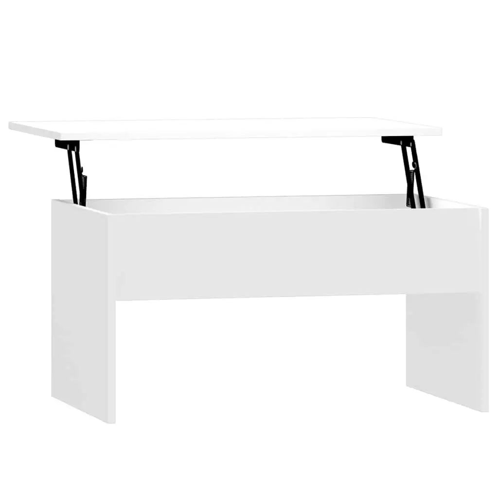 Coffee Table Lift-Top Storage White Engineered Wood Modern Living Room Furniture