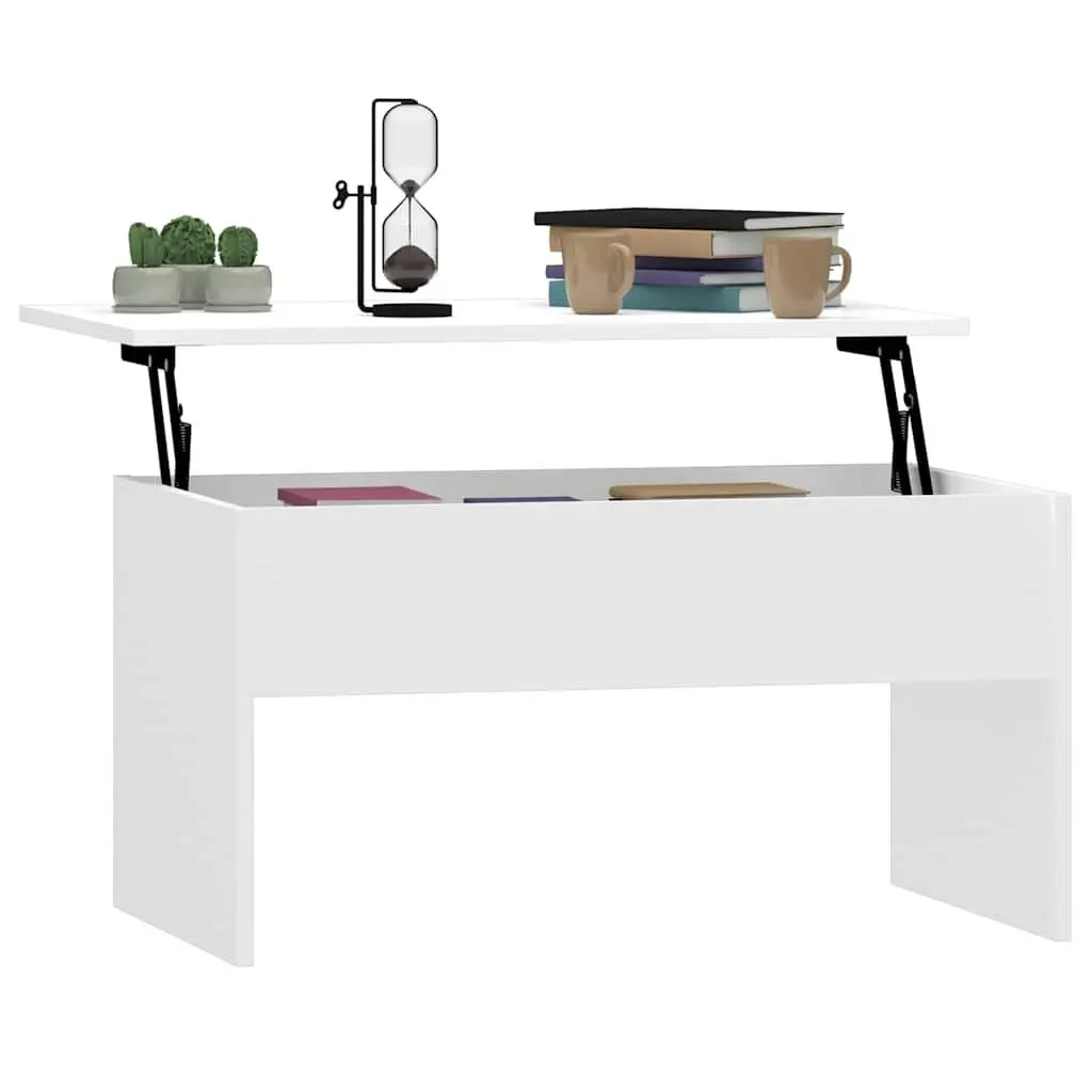 Coffee Table Lift-Top Storage White Engineered Wood Modern Living Room Furniture