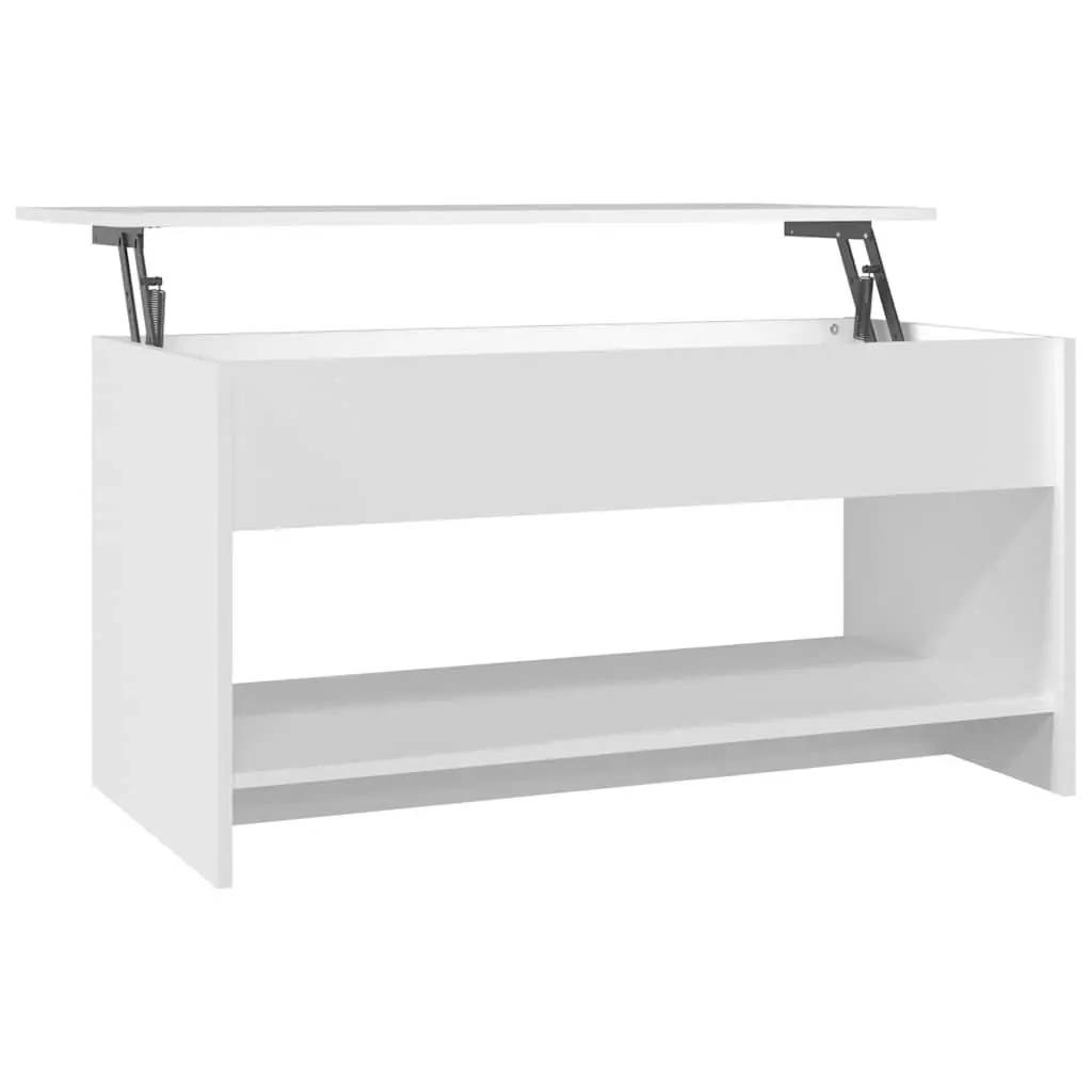 White Coffee Table Adjustable Height Lift Top Engineered Wood Storage Compartment