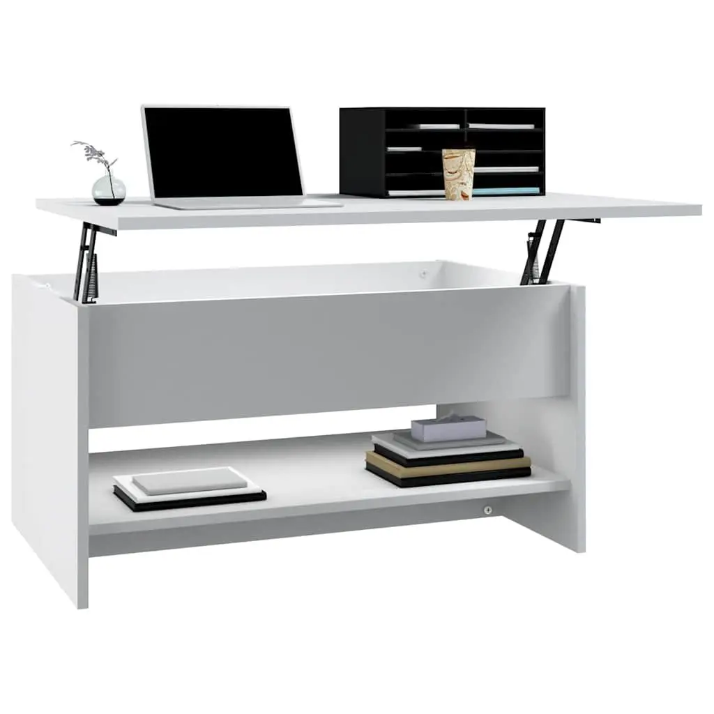 Coffee Table White 80 x 50 x 40 cm Hidden Storage Compartment Adjustable Liftable Top