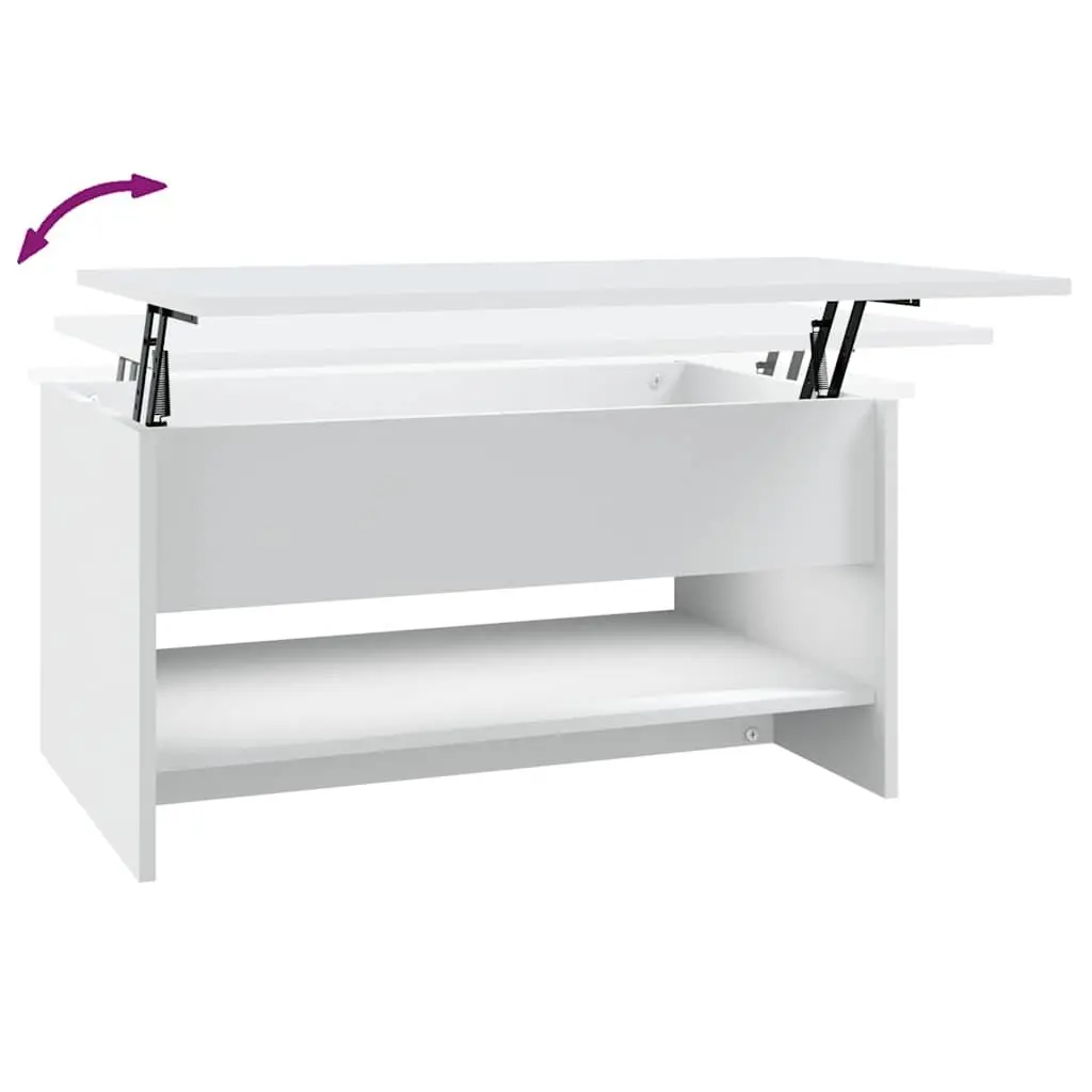 Coffee Table White 80 x 50 x 40 cm Hidden Storage Compartment Adjustable Liftable Top