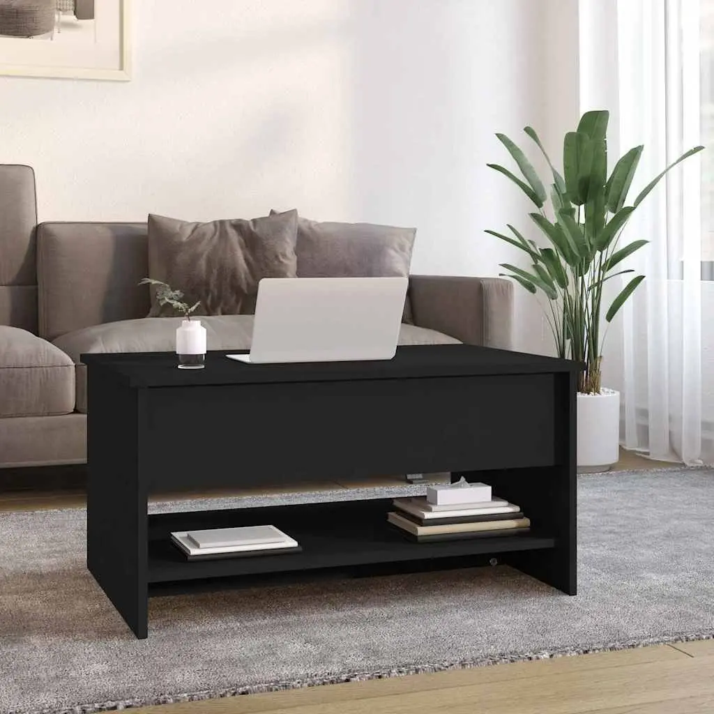 Coffee Table Black Lift Top Storage Compartment Adjustable Height Modern Design