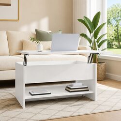 White Lift-Top Coffee Table with Hidden Storage