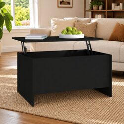 Compact Black Coffee Table with Lift-Top Feature